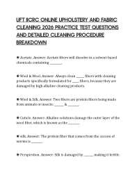 UFT IICRC ONLINE UPHOLSTERY AND FABRIC CLEANING 2026 PRACTICE TEST QUESTIONS AND DETAILED
