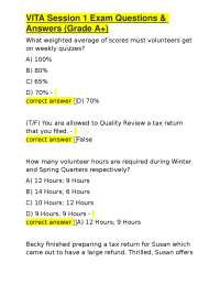 VITA Session 1 Exam Questions & Answers (Grade A+)