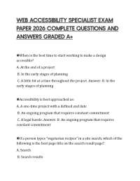WEB ACCESSIBILITY SPECIALIST EXAM PAPER 2026 COMPLETE QUESTIONS AND ANSWERS GRADED A+