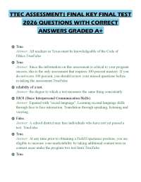 TTEC ASSESSMENT| FINAL KEY FINAL TEST 2026 QUESTIONS WITH CORRECT ANSWERS GRADED A+