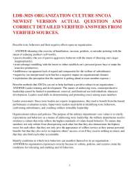 LDR-302S ORGANIZATION CULTURE SNCOA NEWEST VERSION ACTUAL QUESTION AND CORRECT DETAILED V