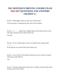 NSC DEFENSIVE DRIVING COURSE EXAM 2026-2027 QUESTIONS AND ANSWERS GRADED A+