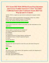 FLC Exam 2026 With 250 Real Exam Prep Questions and Correct Verified Answers/ CA FLC Test
