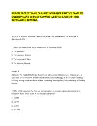 ILLINOIS PROPERTY AND CASUALTY INSURANCE PRACTICE EXAM 200 QUESTIONS AND CORRECT ANSWERS