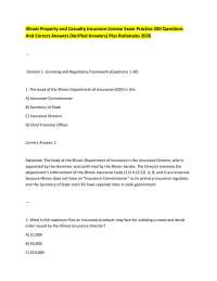 Illinois Property and Casualty Insurance License Exam Practice 200 Questions And Correct