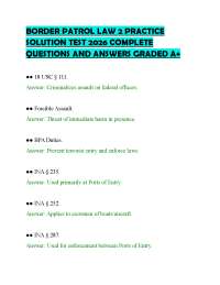 BORDER PATROL LAW 2 PRACTICE SOLUTION TEST 2026 COMPLETE QUESTIONS AND ANSWERS GRADED A+