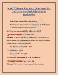 NAO Volume 3 Exam – Questions 16–200 with Verified Solutions & Rationales