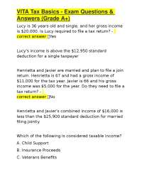 VITA Tax Basics - Exam Questions & Answers (Grade A+)