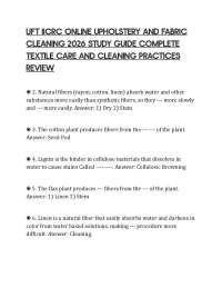 UFT IICRC ONLINE UPHOLSTERY AND FABRIC CLEANING 2026 STUDY GUIDE COMPLETE TEXTILE CARE AND