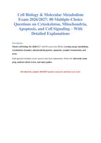 Cell Biology Exam 2026/2027 – 80 MCQs with Answers