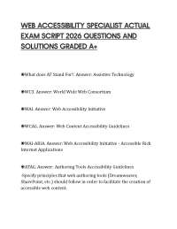 WEB ACCESSIBILITY SPECIALIST ACTUAL EXAM SCRIPT 2026 QUESTIONS AND SOLUTIONS GRADED A