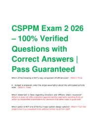 CSPPM Exam 2 026 – 100% Verified Questions with Correct Answers | Pass Guaranteed