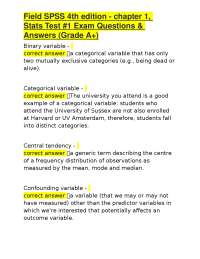 Field SPSS 4th edition - chapter 1, Stats Test #1 Exam Questions & Answers (Grade A+)