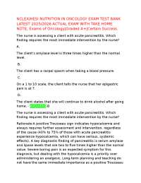 NCLEX/HESI NUTRITION IN ONCOLOGY EXAM TEST BANK LATEST 2025/2026 ACTUAL EXAM WITH TAKE HOM