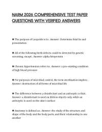 NARM 2026 COMPREHENSIVE TEST PAPER QUESTIONS WITH VERIFIED ANSWERS