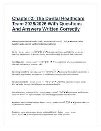 Chapter 2: The Dental Healthcare Team 2025–2026 | Study Guide with Practice Questions and