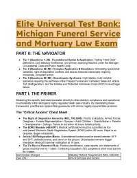 Michigan Mortuary Law & Funeral Service Test Bank | 2026/2027 Board Prep