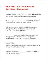 BEH 5041 Unit 1 ASR Practice Questions with answers