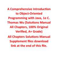 Complete instructor’s solutions manual for C. Thomas Wu’s Java OOP textbook.