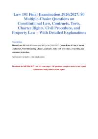 Law 101 Exam Prep 2026/2027 | 80 MCQs + Answers