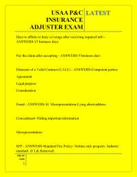 USAA P&C INSURANCE ADJUSTER EXAM LATEST
