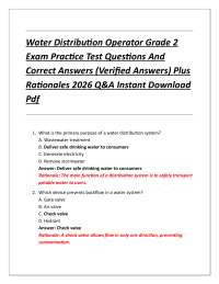 Water Distribution Operator Grade 2 Exam Practice Test Questions And Correct Answers (Ve