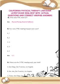CA Physical Therapy Law Exam 2026-2027 – Q&A