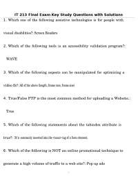 IT 213 Final Exam Key Study Questions with Solutions