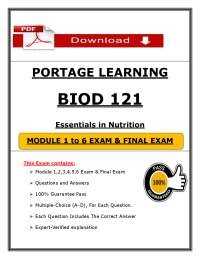 BIOD 121 Nutrition Exam 2026 (PDF) | (2026/2027) Module 1–6 Questions | Portage Learning