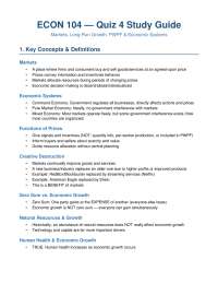econ quiz 4 study guide notes