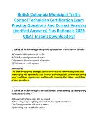 British Columbia Municipal Traffic Control Technician Certification Exam Practice Questi