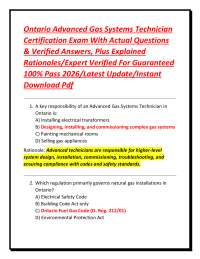 Ontario Advanced Gas Systems Technician Certification Exam With Actual Questions & Verifie