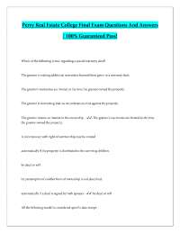 Perry Real Estate College Final Exam Questions And Answers / 100% Guaranteed Pass!
