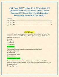 CST Exam 2026-2027 Versions 1 2 & 3 Each With 175 Questions and Correct Answers (100% Corr