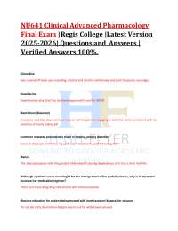 NU641 Clinical Advanced Pharmacology Final Exam | Regis College |Latest Version 2025-20