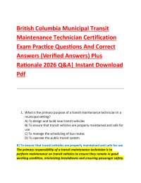 British Columbia Municipal Transit Maintenance Technician Certification Exam Practice Qu