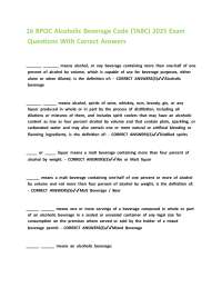 16 BPOC Alcoholic Beverage Code (TABC) 2025 Exam Questions With Correct Answers