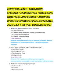 CERTIFIED HEALTH EDUCATION SPECIALIST EXAMINATION (CHES EXAM) QUESTIONS