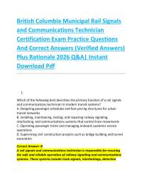 British Columbia Municipal Rail Signals and Communications Technician Certification Exam