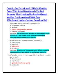 Ontario Gas Technician 2 (G2) Certification Exam With Actual Questions & Verified Answers,