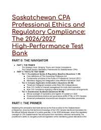 2026/2027 Saskatchewan CPA Ethics Elite Test Bank - CPA Canada Handbook & Accounting Act