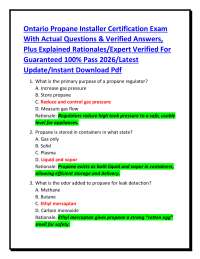 Ontario Propane Installer Certification Exam With Actual Questions & Verified Answers, Plu