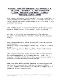 WGU D662 EXAM 2026 PERSONALIZED LEARNING FOR INCLUSIVE CLASSROOM ALL QUESTIONS AND CORRECT