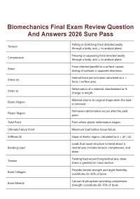 Biomechanics Final Exam Review Question And Answers 2026 Sure Pass