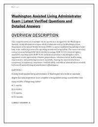 Washington Assisted Living Administrator Exam | Latest Questions & Detailed Answers