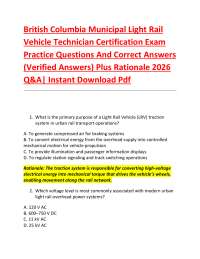 British Columbia Municipal Light Rail Vehicle Technician Certification Exam Practice Que