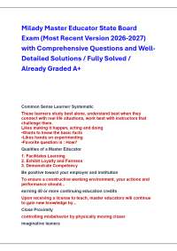 Milady Master Educator State Board Exam (Version 2026-2027) with Questions & Answers