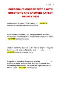 CORPORAL'S COURSE TEST 1 WITH QUESTIONS AND ANSWERS LATEST UPDATE 2026