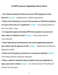 CA DPR Laws and Regulations Exam Questions Review Guide