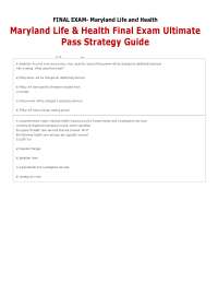 Maryland Life & Health Final Exam Ultimate Pass Strategy Guide